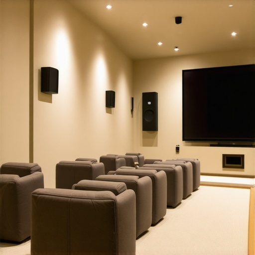 Advanced Home Theater Seating and Acoustic Setup Contemporary home theater with ergonomic seats and soundproofing