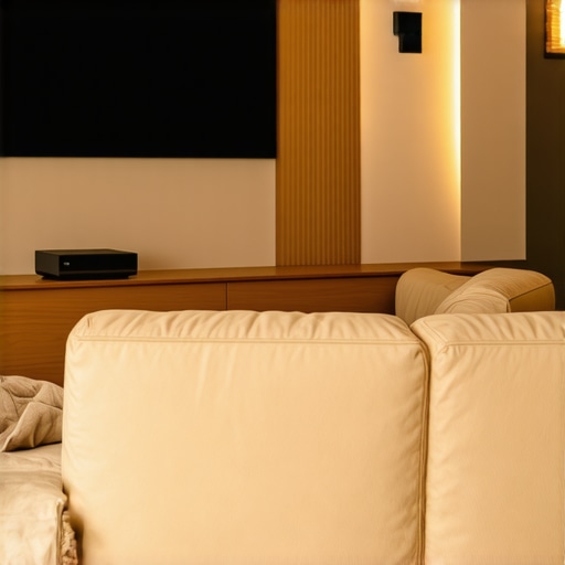 A cozy, high-tech home cinema room with advanced projector, soundproofing, and inviting seating