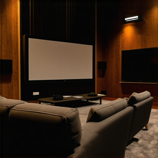 Modern home cinema room with projector and seating