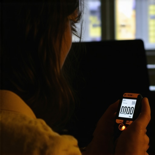 Person calibrating a home projector using a colorimeter device.