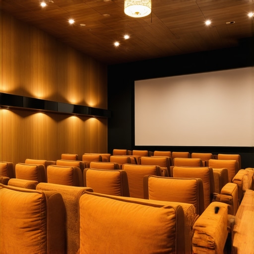 Luxurious, ergonomic home theater seats with adjustable features in a dimly lit room