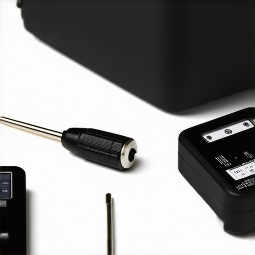 Home Cinema Maintenance Tools Tools for maintaining a home theater system, including screwdriver, sound level meter, and calibration device.