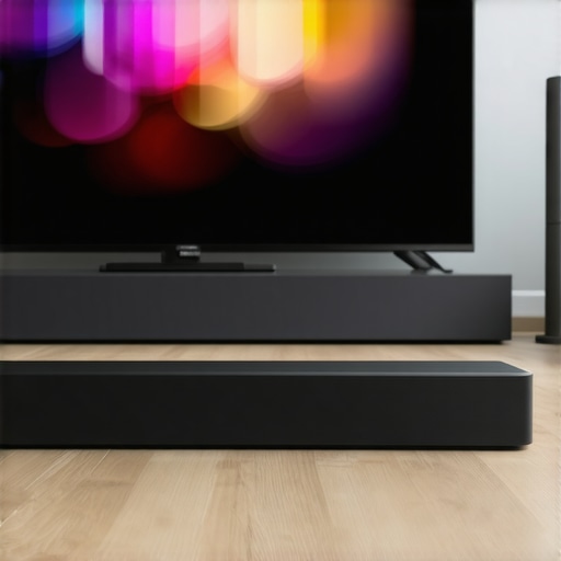 Person adjusting audio delay settings on a sleek, modern home theater system