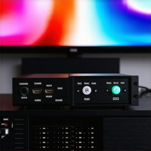 Technician using calibration tools on home theater equipment, ensuring optimal performance for immersive viewing.