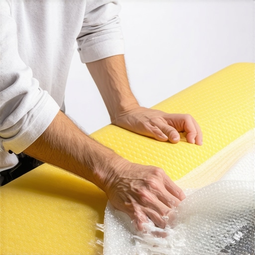 Person replacing foam and reupholstering a theater seat cushion