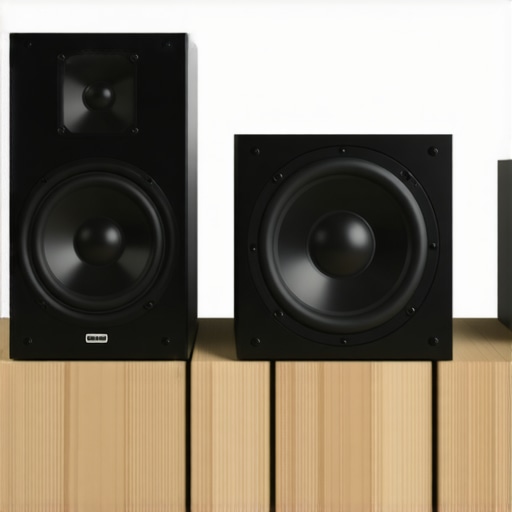 A modern home theater with subwoofer positioned correctly to balance bass