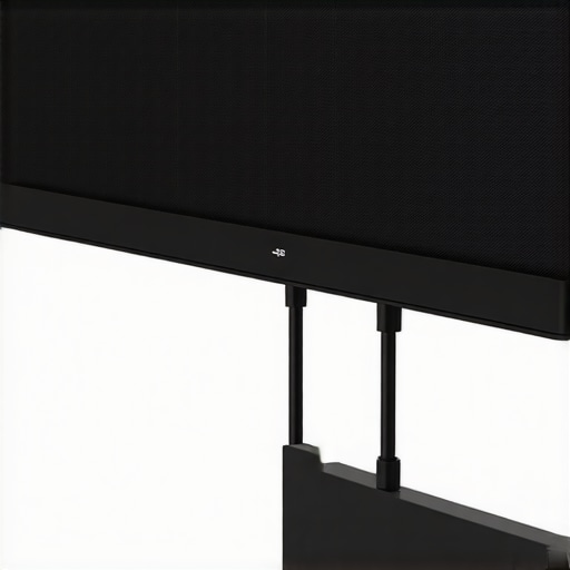 Close-up of soundbar with grounding and cable connections