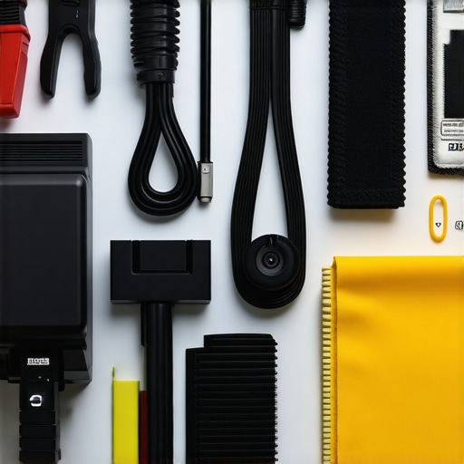 Home theater equipment with calibration tools and organized cables