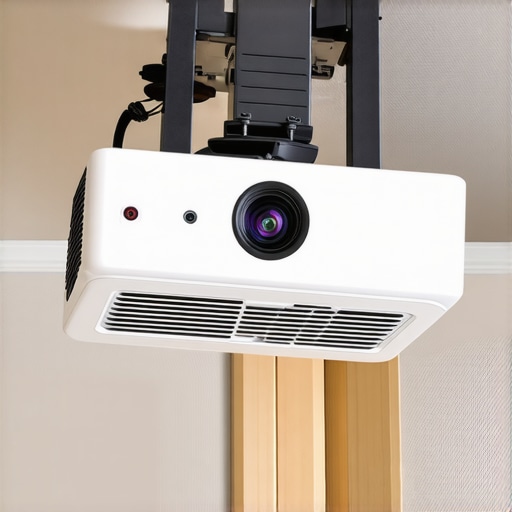 Ceiling-mounted projector with rubber padding for vibration reduction
