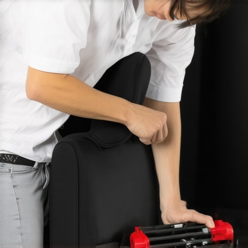 Person tightening a bolt on a home theater chair headrest to secure it in place