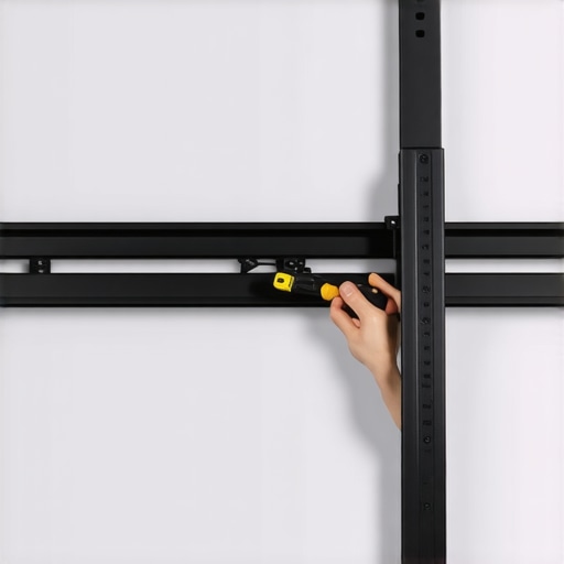 Person securing projector screen brackets to fix sagging