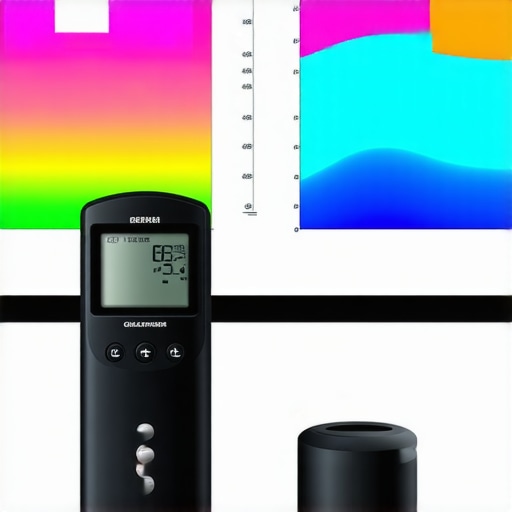 Person using a colorimeter to calibrate a projector in a home theater