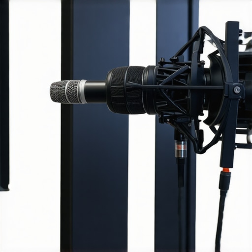 Expert calibrating home theater speakers with a MiniDSP microphone