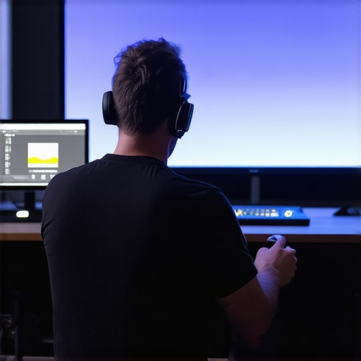 Person calibrating a projector with professional tools in a home theater setup