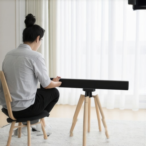 Person adjusting soundbar settings in a living room for better sound quality