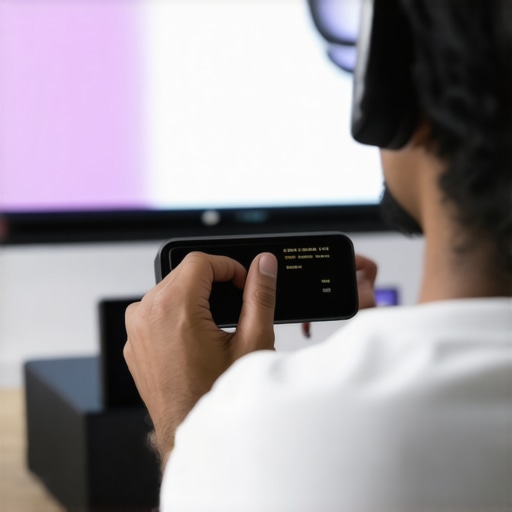 Person using calibration software on a computer to tune a home theater projector