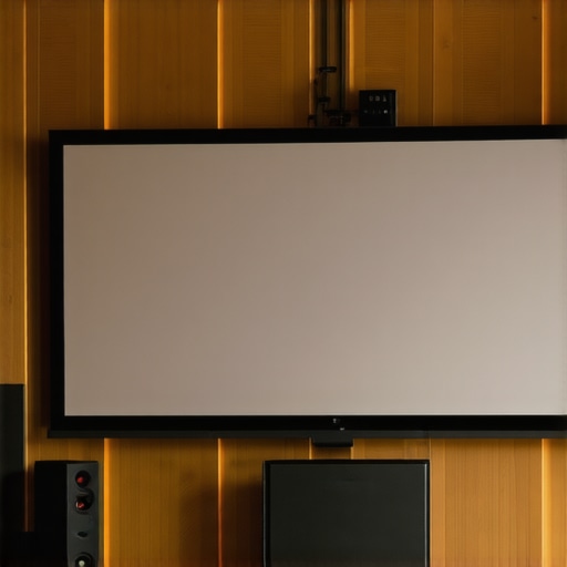 High-end home cinema with professional speakers and adjustable projection screen