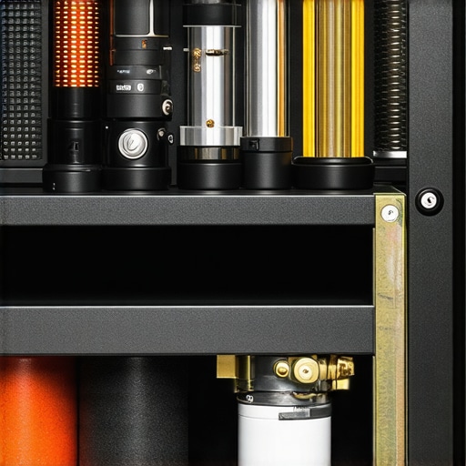 Calibration software, microfiber cloth, and dust blower arranged on a shelf for home cinema upkeep