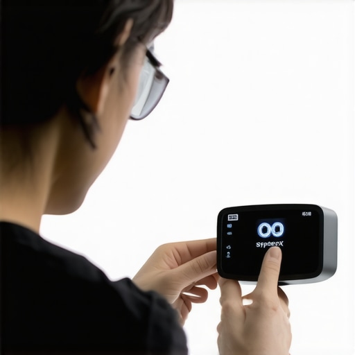 A person calibrating a projector with a SpyderX Elite device for optimal color accuracy