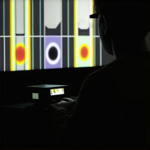 Person adjusting projector settings in a dark home theater