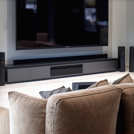 Home theater with projector, large screen, and comfortable seating