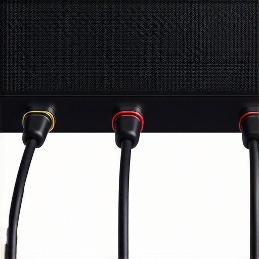 Close-up of HDMI and optical cables connected to a soundbar, illustrating proper wiring.