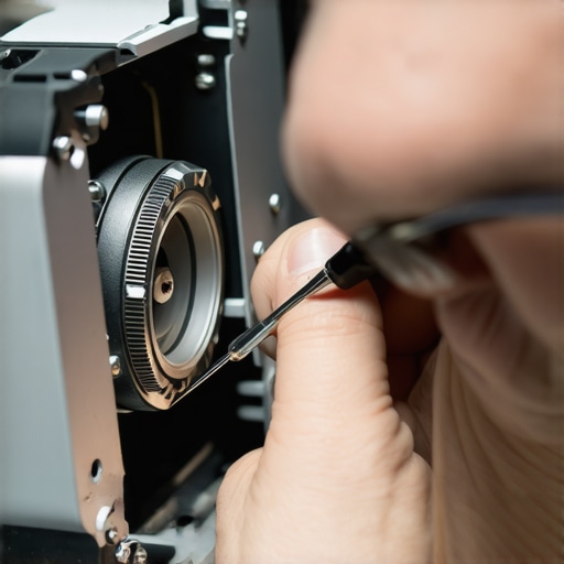 Technician soldering internal power port of projector to fix a loose connection