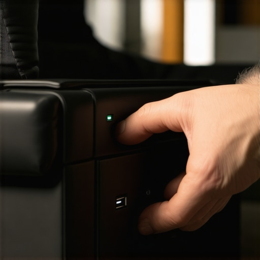 Technician installing USB charging port in theater seat armrest