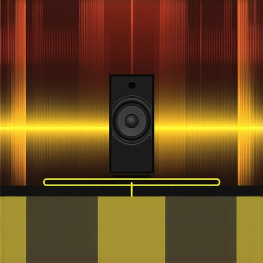 Acoustic Room Interaction and Hidden Subwoofer Layout A diagram illustrating how sound waves and furniture placement affect bass response in a home theater.