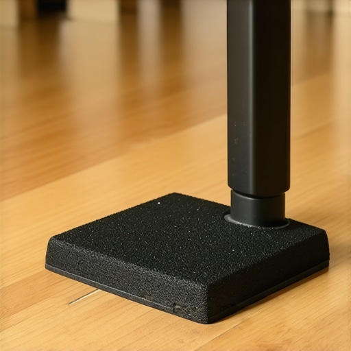 Heavy duty rubber grip pad on the bottom of a home theater chair leg