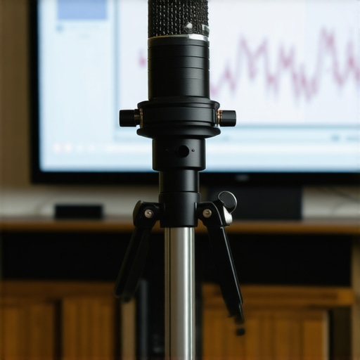 Professional calibration microphone in home theater room