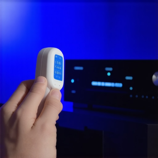 Checking Home Theater Component Temperature Person measuring AV receiver heat with infrared thermometer