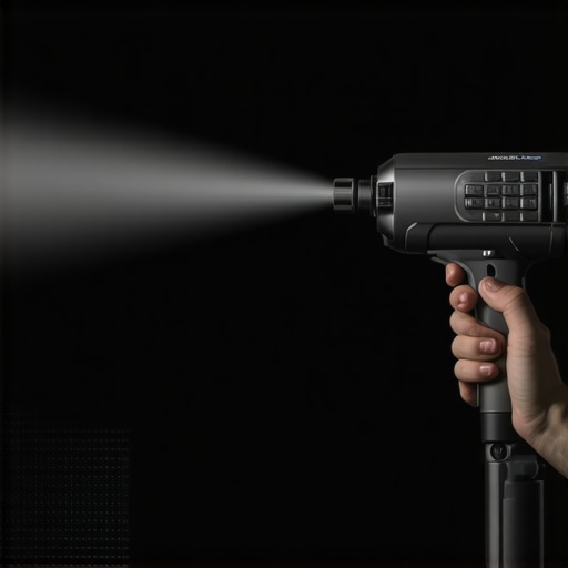 A person performing maintenance on a home theater projector by cleaning the cooling vents.