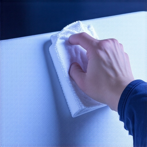 Cleaning a Perforated Projector Screen A person carefully cleaning the surface of a home theater projection screen.