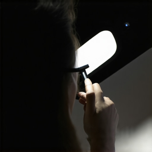 Close up of projector filter maintenance being performed with a soft brush.
