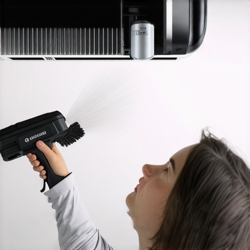 Person cleaning dust from a projector air filter to maintain cooling performance