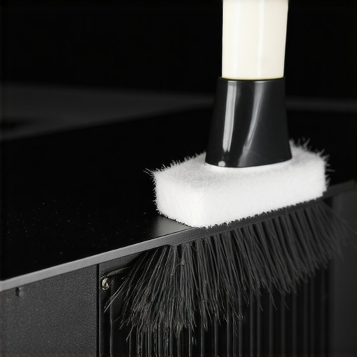 Hands cleaning a projector air filter to prevent overheating