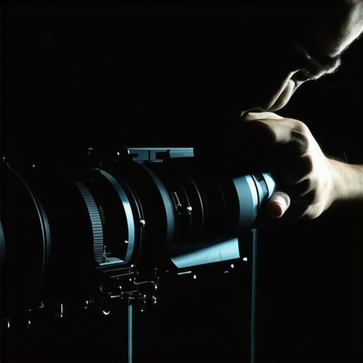 Cleaning a Projector Lens with a Manual Blower Close-up of manual air blower cleaning a projector lens to remove dust blobs.
