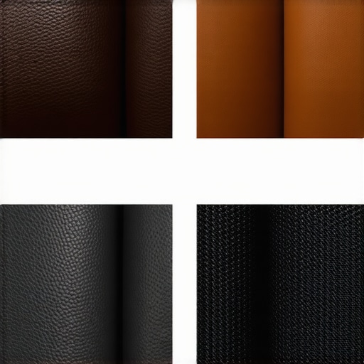 Close up of leather and fabric theater chair materials side by side