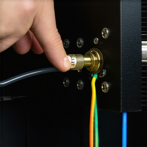 Detailed view of speaker wire connection to prevent receiver short circuits