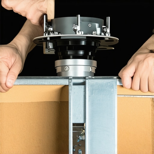 Close-up of a projector mount being reinforced with rubber shims to stop image shaking.