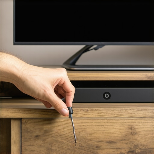 Close up of soundbar maintenance using silicone washers to prevent vibration