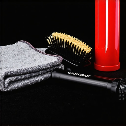 Close-up of projector and screen cleaning tools for home theater maintenance.