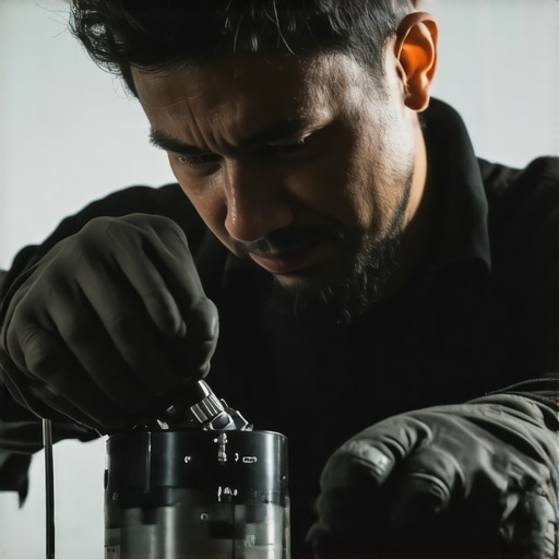 Hands using a precision screwdriver on a projector lens