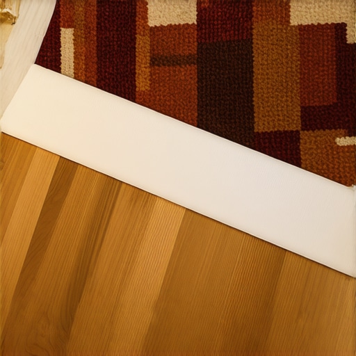 Close-up of flat adhesive speaker wire being stuck to a floor to hide cables under a rug.