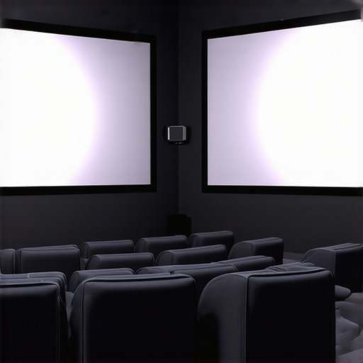 High-Gain vs. High-Contrast Gray Screen Comparison Visual example of projector screen hotspotting compared to uniform light distribution on a gray screen.
