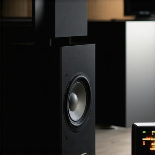 Calibrating a center channel speaker using rubber wedges and an SPL meter for better dialogue clarity.