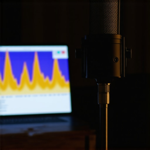 Home Theater Audio Calibration Tool A UMIK-1 microphone being used for home theater room acoustic measurements.