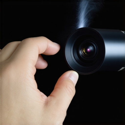 Home Theater Maintenance Kit in Action A person cleaning a home theater projector lens with specialized tools.