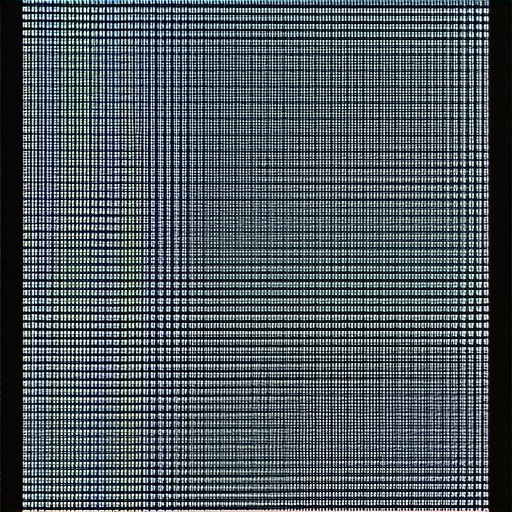 A projector lens casting a grid alignment pattern on a screen to correct geometry.